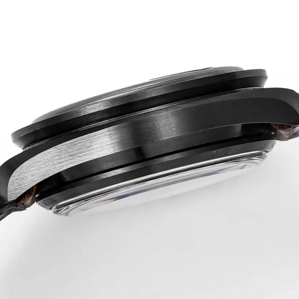 Celestial Chronograph Dark Side Of The Moon Apollo 8 44mm Black Ceramic On Leather Strap Black Dial 2440