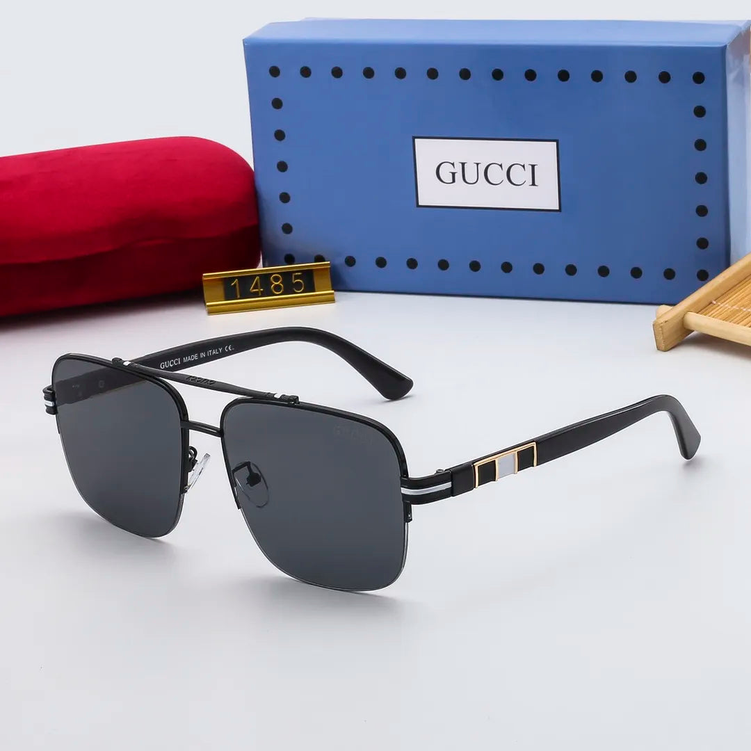 2026 Striped Metal Frame Square Sunglasses