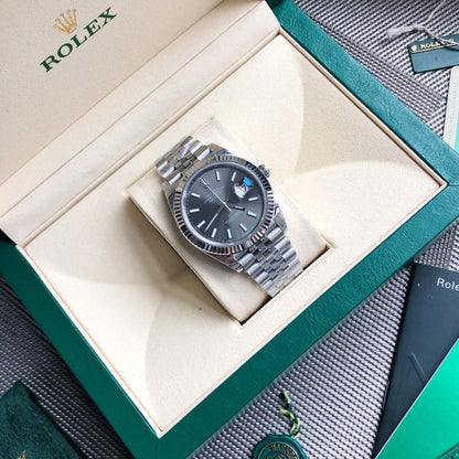 [Super Clone] Regency Classic Date 41 mm Five-Link Fluted Bezel Slate Dial 126334 6528