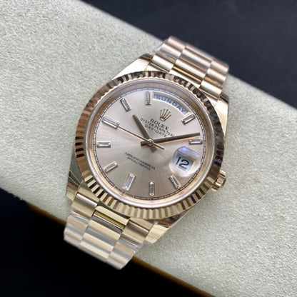 Regency Weekday 40 mm Weekday Fluted Bezel Sundust set with diamonds Dial 228235 6062