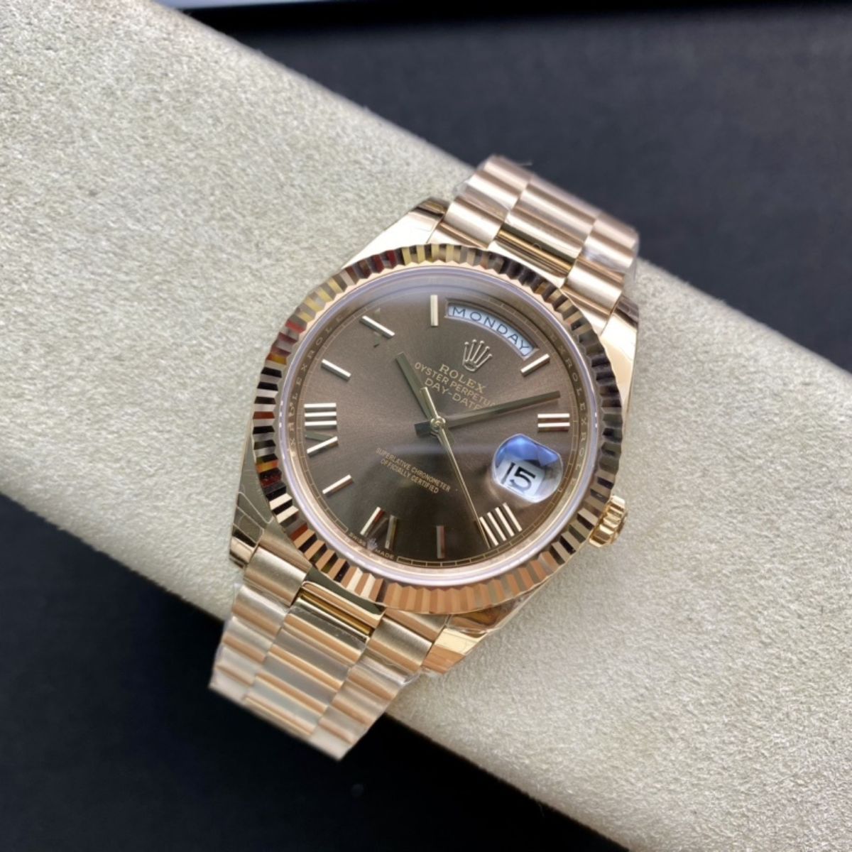 Regency Weekday 40 mm Weekday Fluted Bezel Chocolate Dial 228235 5961