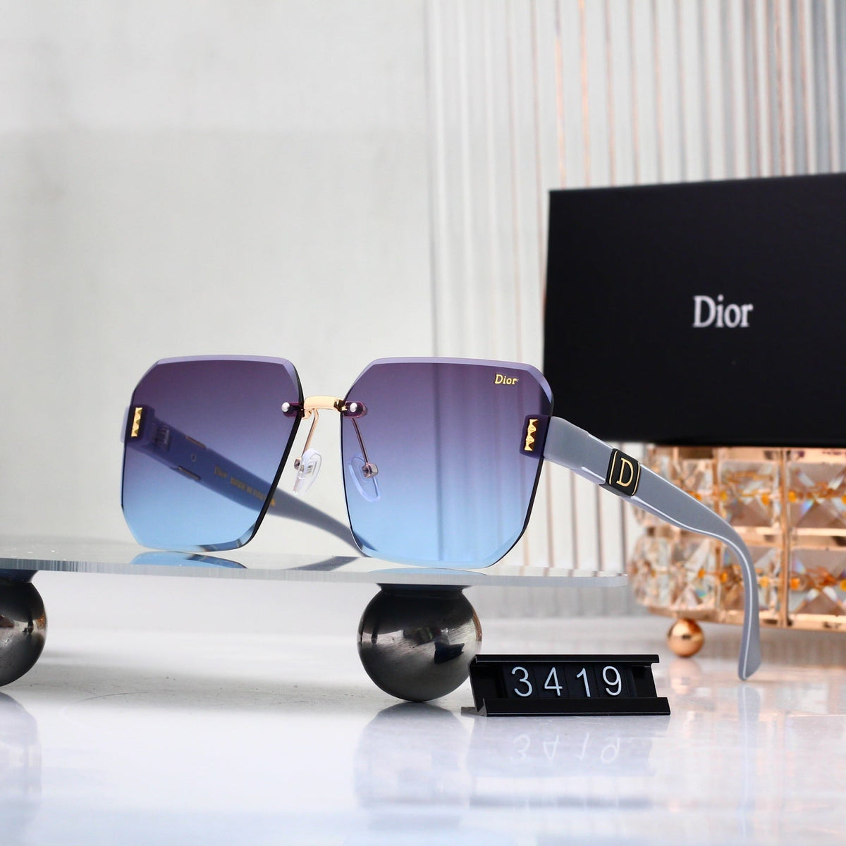 2026 Half Frame Square Gradient Sunglasses