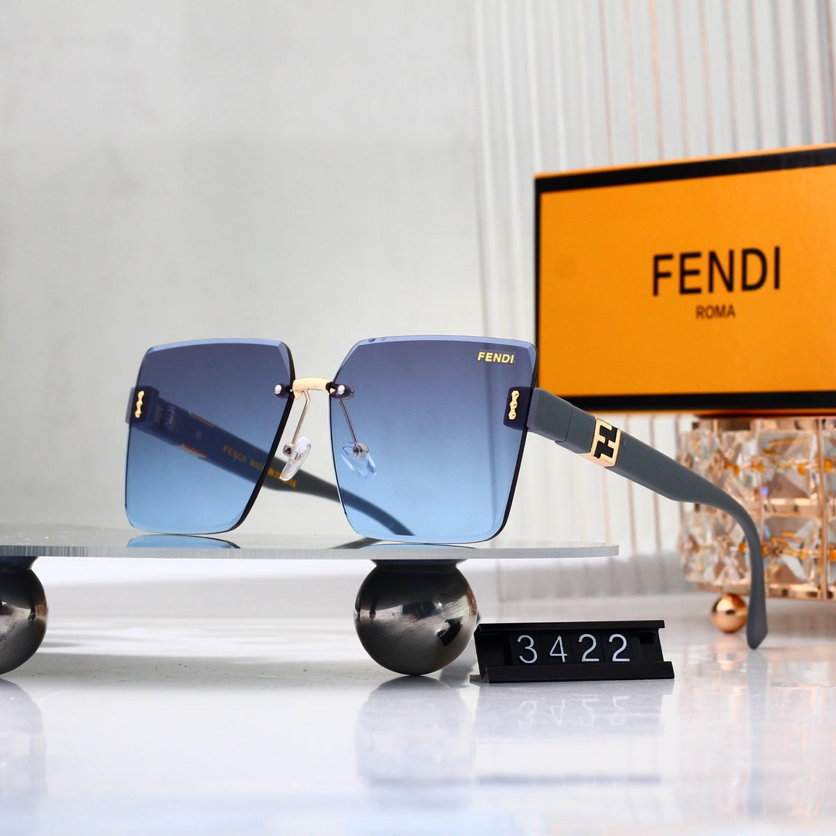 2026 Frameless Square Metal Gradient Sunglasses
