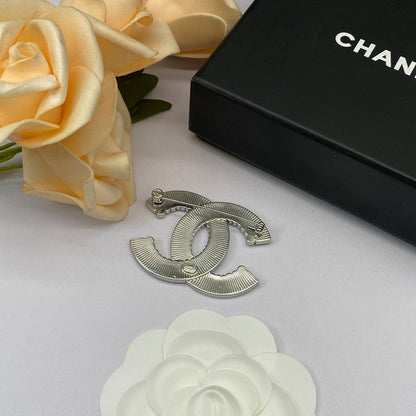 Crystal Baguette Silver Brooch Earrings