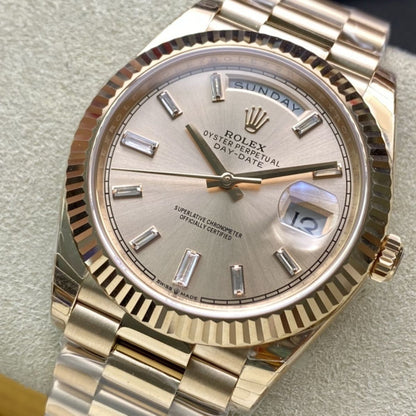 Regency Weekday 40 mm Weekday Fluted Bezel Sundust set with diamonds Dial 228235 6062
