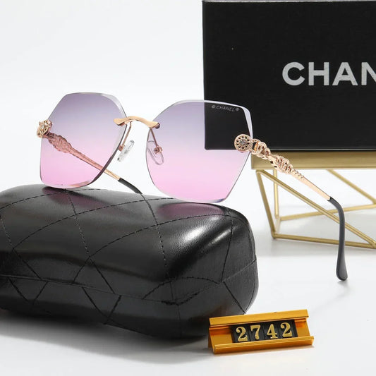 2026 6 Colors Fashion Frameless Rhinestone Flower Polarized Sunglasses
