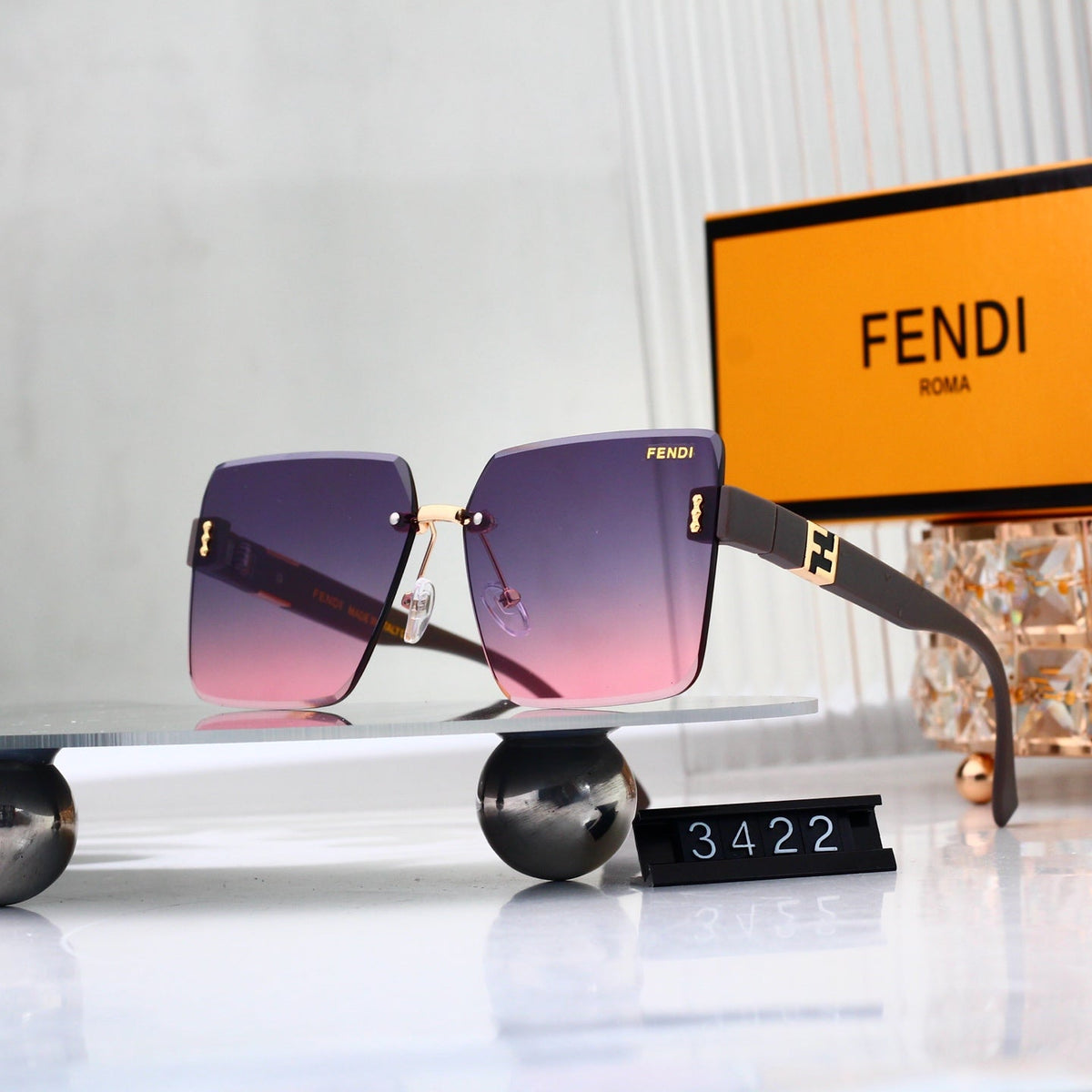 2026 Frameless Square Metal Gradient Sunglasses