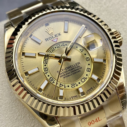 Regency Dual Time 42 mm Timeless Fluted Bezel Champagne colour Dial 336938 5142