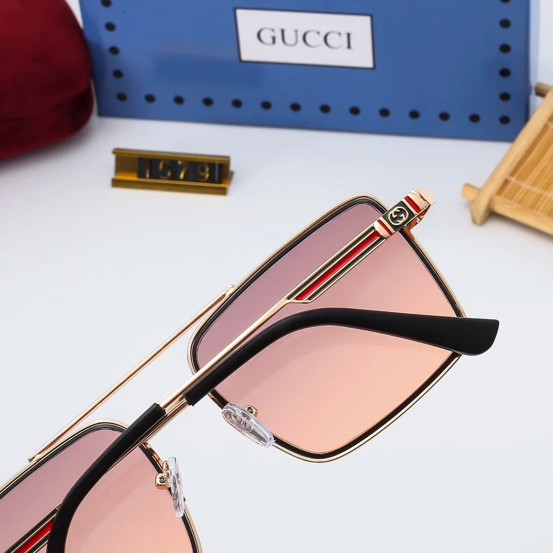 2026 Stylish Striped Metal Frame Sunglasses