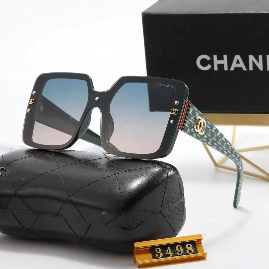 2026 8-color fashion double C stripe printing temple polarized sunglasses