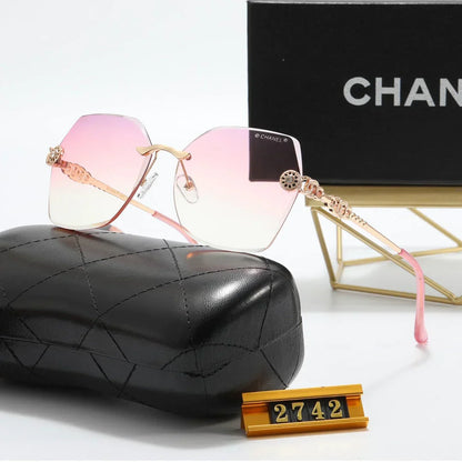 2026 6 Colors Fashion Frameless Rhinestone Flower Polarized Sunglasses