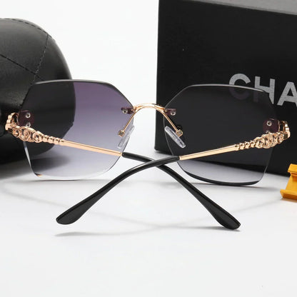 2026 6 Colors Fashion Frameless Rhinestone Flower Polarized Sunglasses