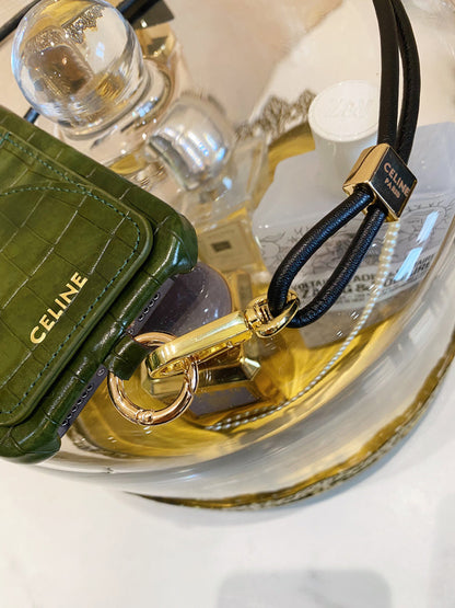 Alligator Print iPhone Case With Card Holder And Strap Green -EYP241415