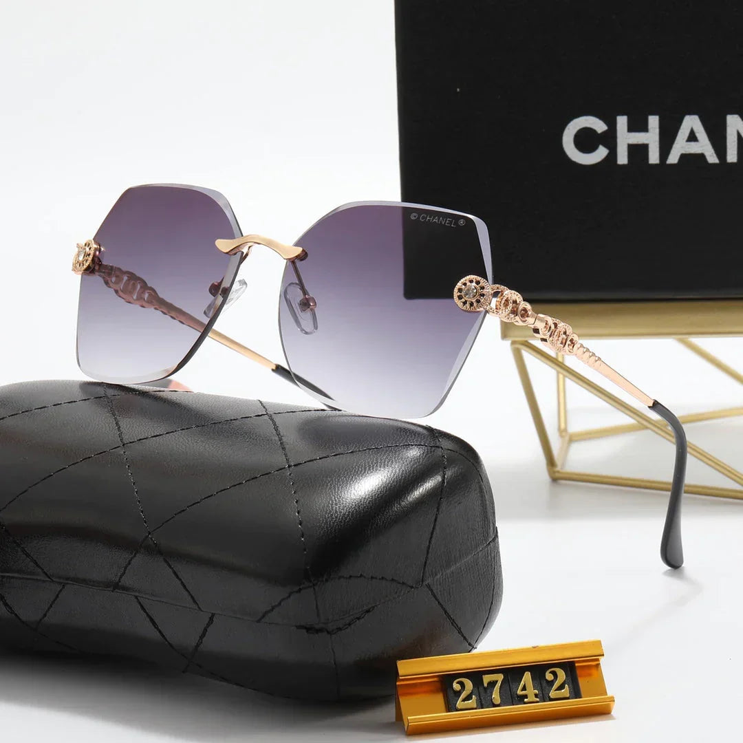 2026 6 Colors Fashion Frameless Rhinestone Flower Polarized Sunglasses