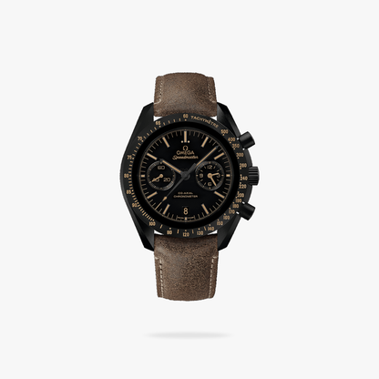 Celestial Chronograph Dark Side Of The Moon Apollo 8 44mm Black Ceramic On Leather Strap Black Dial 2440