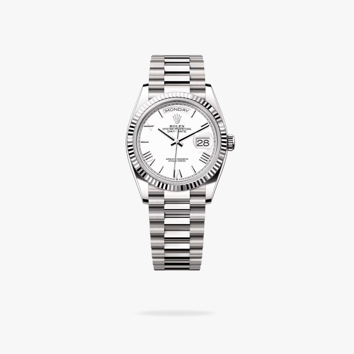Regency Weekday 36 mm Weekday Fluted Bezel White Dial 128239 5238