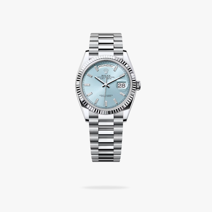Regency Weekday 36 mm Weekday Fluted Bezel Ice blue Dial 128236 3930