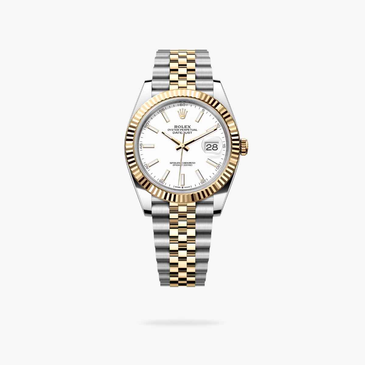 Regency Classic Date 41 mm Five-Link Fluted Bezel White Dial 126333 5577