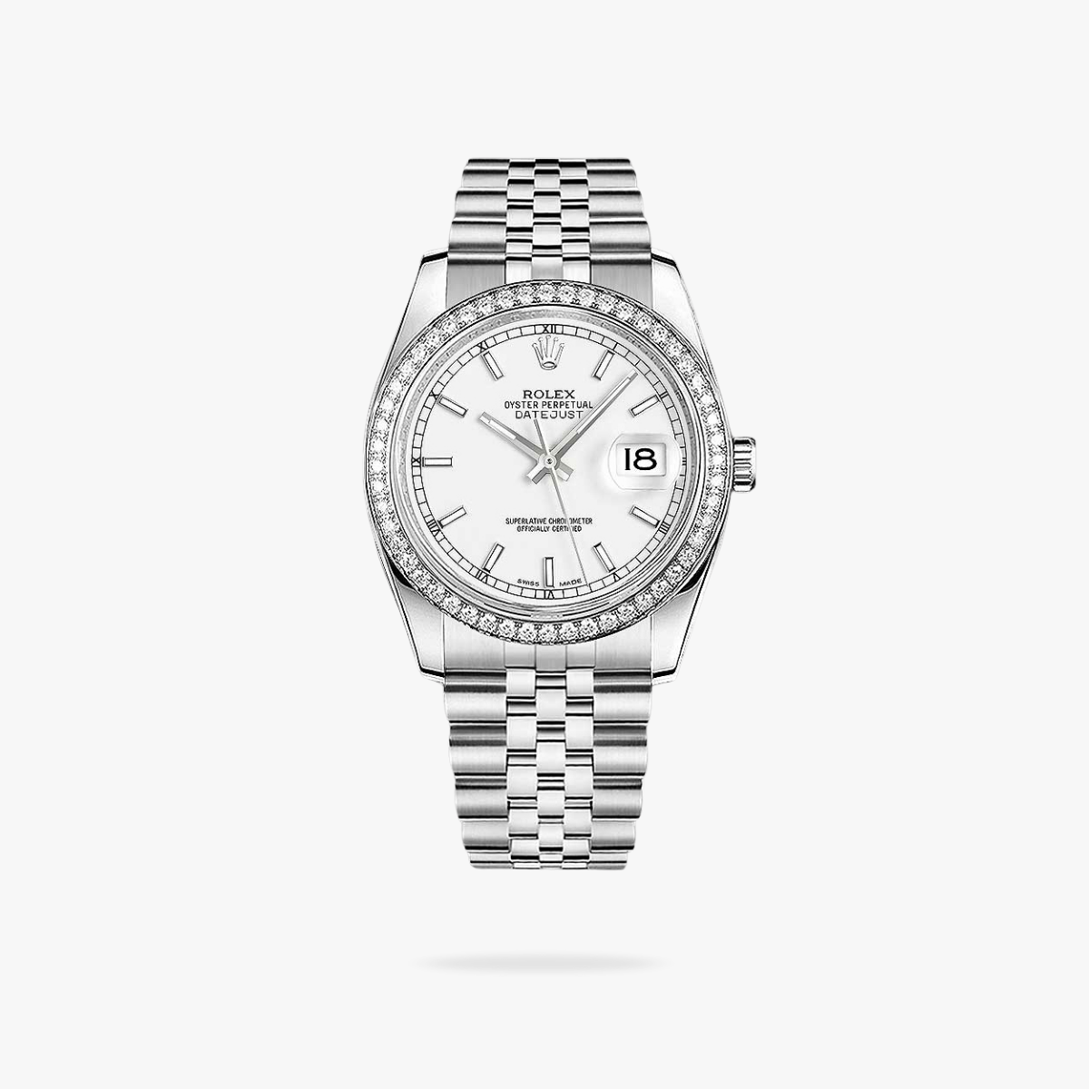 Regency Classic Date 36 mm Five-Link Brilliant diamond set Bezel White Dial 8119