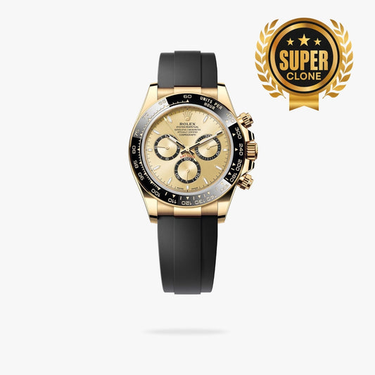 [Super Clone] Regency Racing Chronograph 40 mm Rubber Black Bezel Golden black counter rings Dial 126518LN 1607