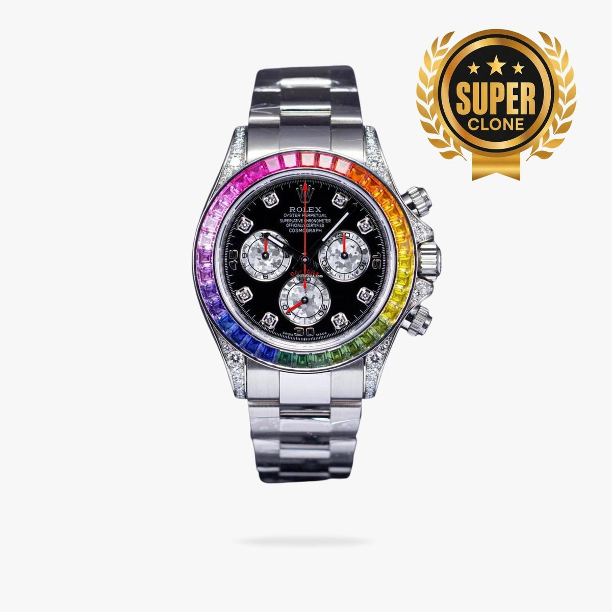 [Super Clone] Regency Racing Chronograph 40 mm Timelesssteel Rainbow Bezel Panda Dial 3990