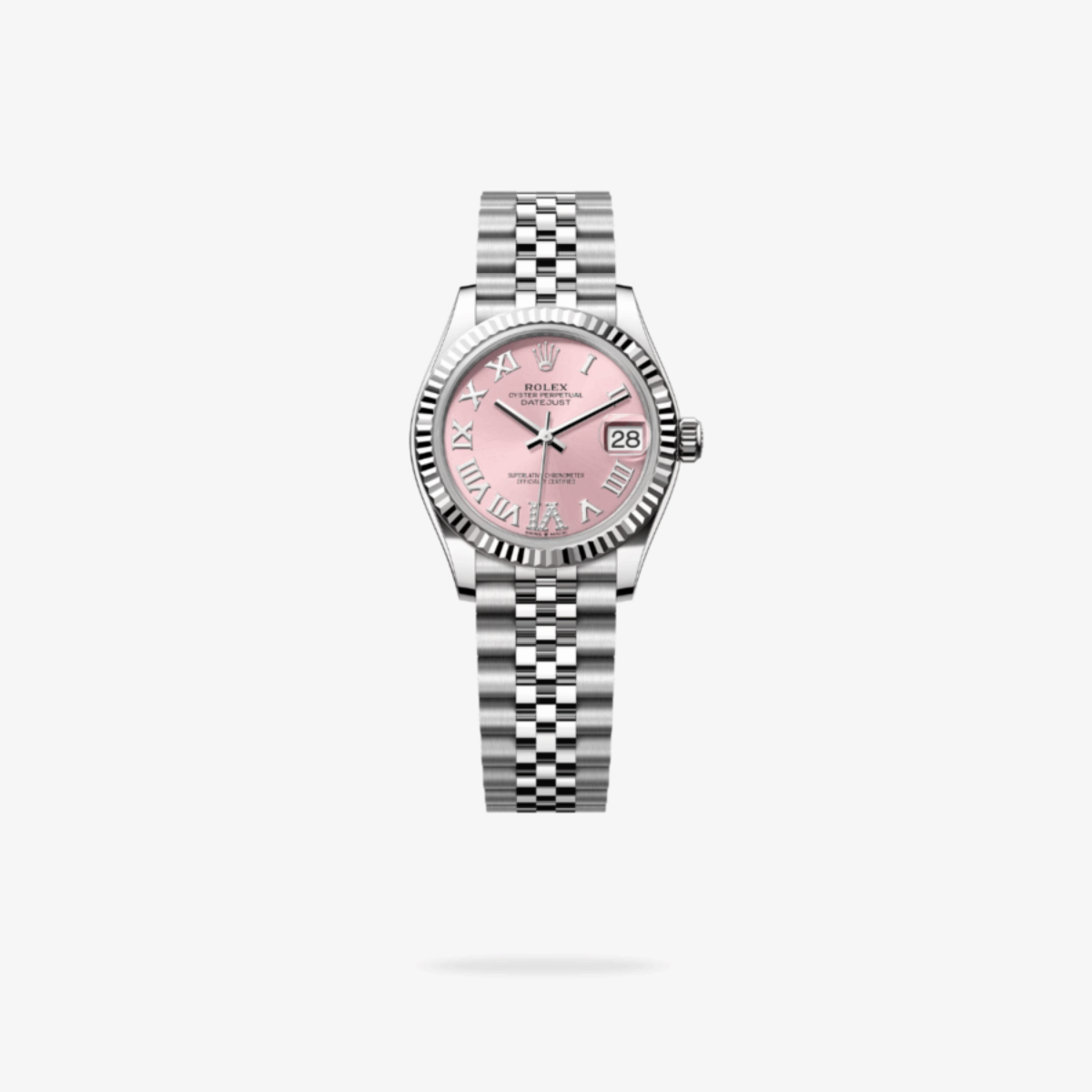 Regency Classic Date 31 mm Five-Link Fluted Bezel Pink set with diamonds Dial 278274 8392