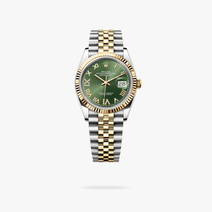 Regency Classic Date 36 mm Five-Link Fluted Bezel Olive green Dial 9626