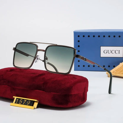 2026 Stylish Striped Metal Frame Sunglasses