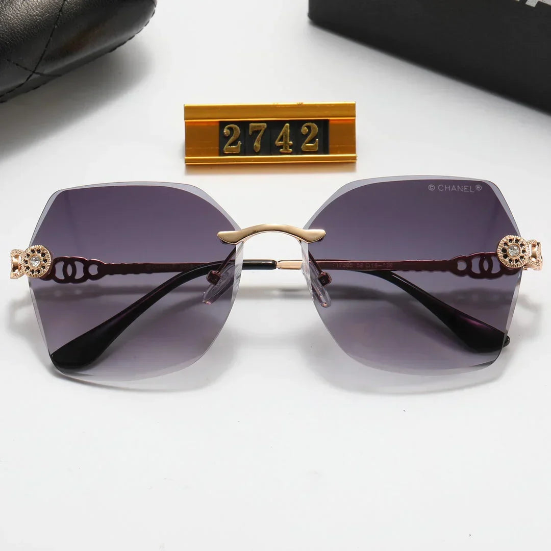 2026 6 Colors Fashion Frameless Rhinestone Flower Polarized Sunglasses