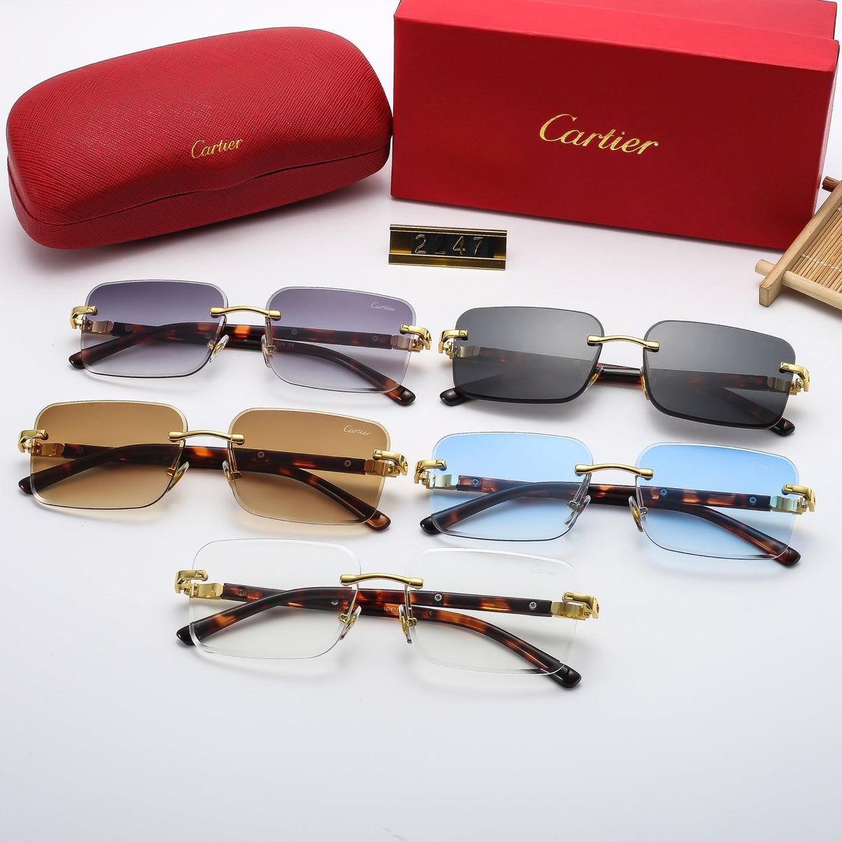 2025 5 colors new frameless plain sunglasses 2246
