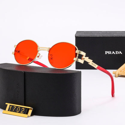 2026 New round full metal frame sunglasses with iconic logo on the temples