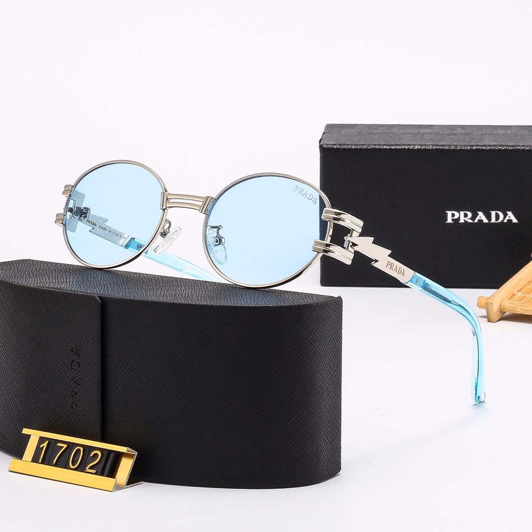 2026 New round full metal frame sunglasses with iconic logo on the temples