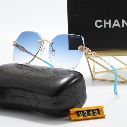 2026 6 Colors Fashion Frameless Rhinestone Flower Polarized Sunglasses