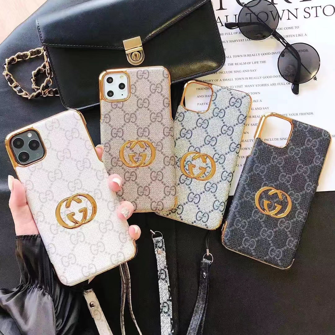 Fashion Electroplated Gold Edge Case