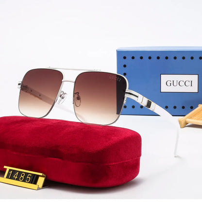 2026 Striped Metal Frame Square Sunglasses