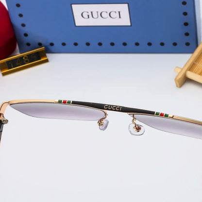 2026 Striped Metal Frame Square Sunglasses