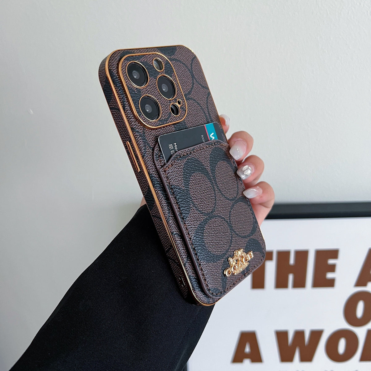 Classic iPhone Case With Card Holder Brown -KB241651