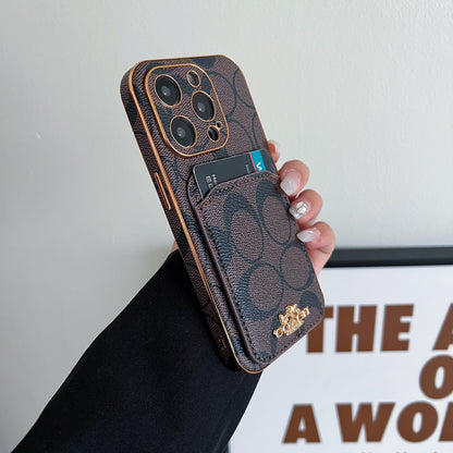 Classic iPhone Case With Card Holder Brown -KB241651
