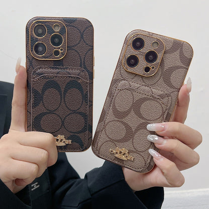 Classic iPhone Case With Card Holder Brown -KB241651