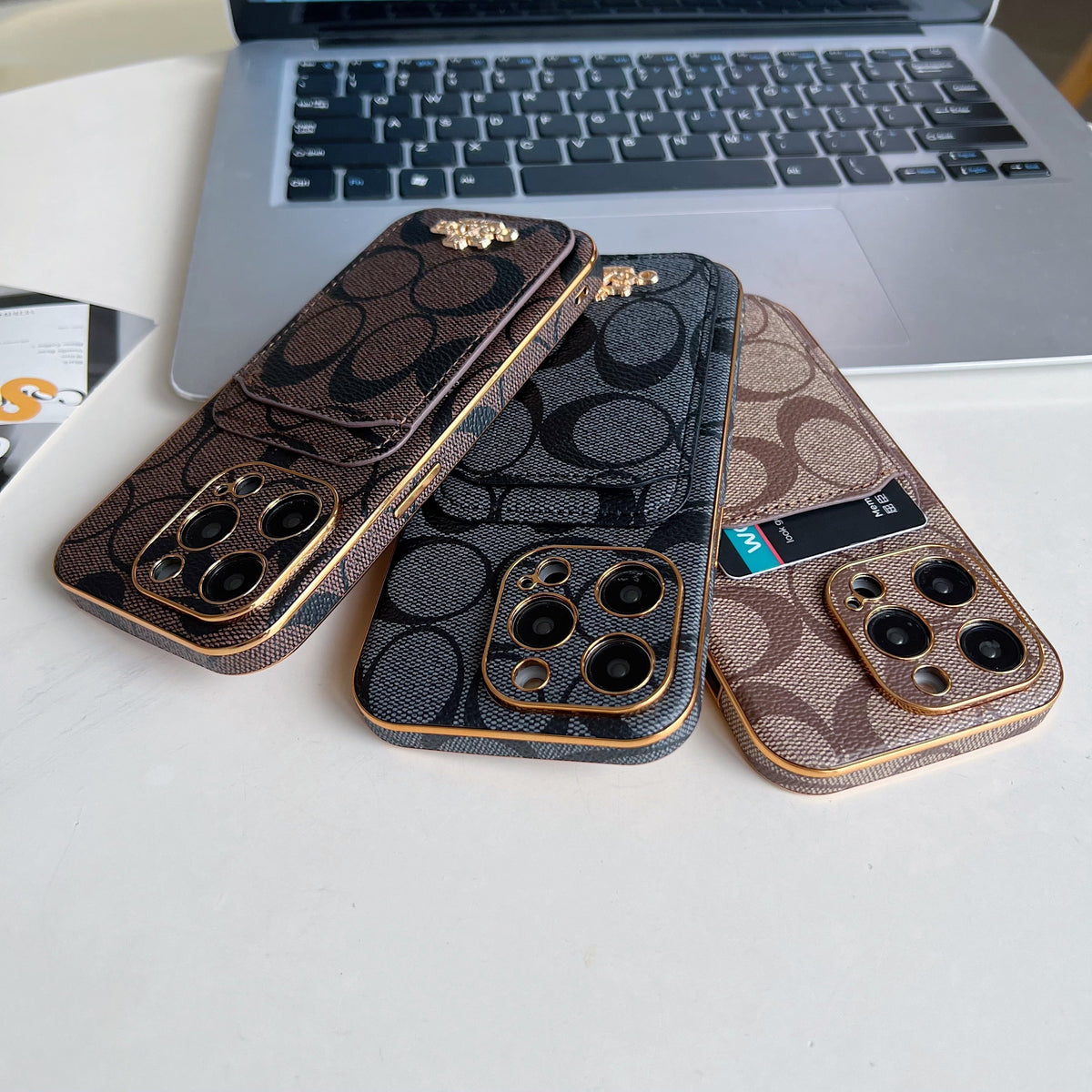 Classic iPhone Case With Card Holder Brown -KB241651