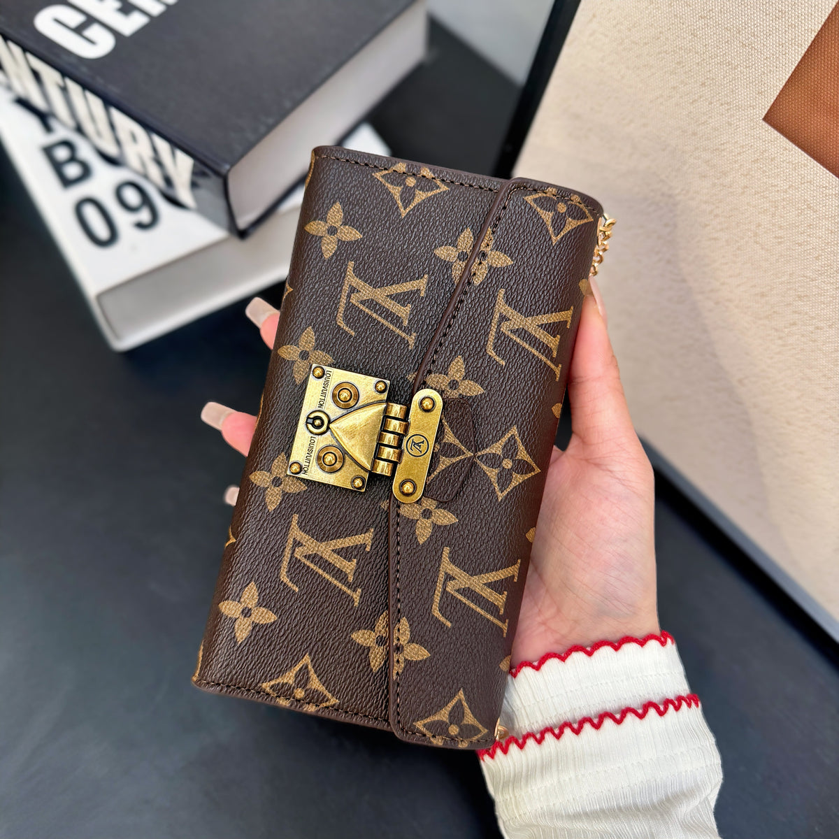 Luxury iPhone case with card holder and strap