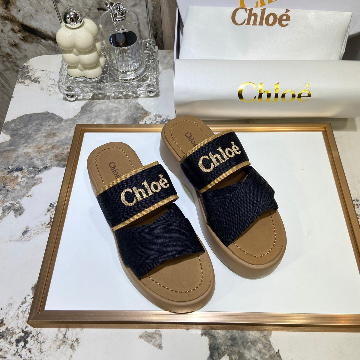 Embroidery Woven Belt Thick Sandals