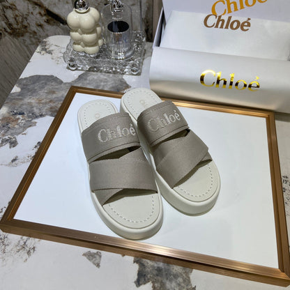 Embroidery Woven Belt Thick Sandals