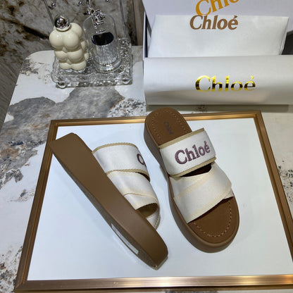 Embroidery Woven Belt Thick Sandals