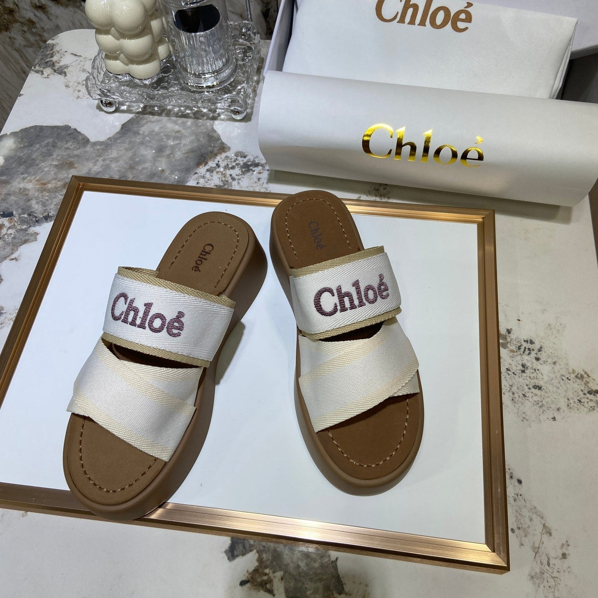 Embroidery Woven Belt Thick Sandals