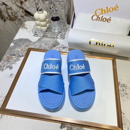 Embroidery Woven Belt Thick Sandals