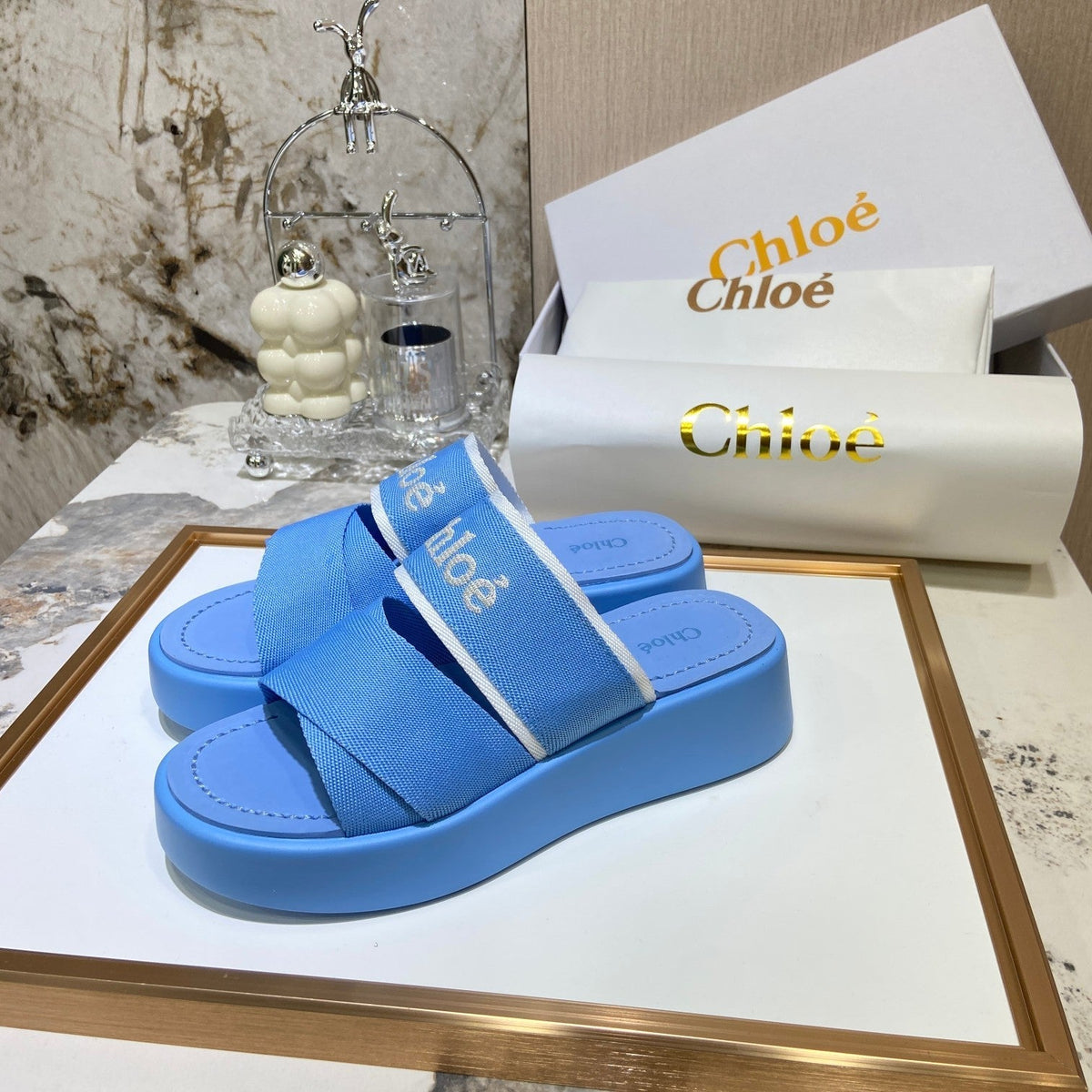 Embroidery Woven Belt Thick Sandals