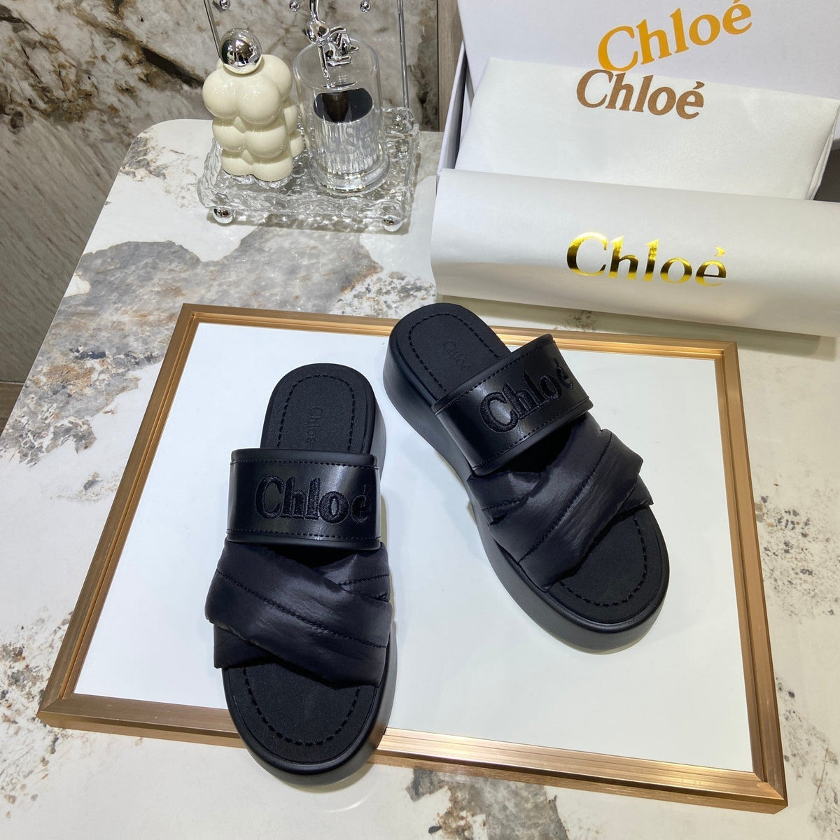 Embroidery Woven Belt Thick Sandals