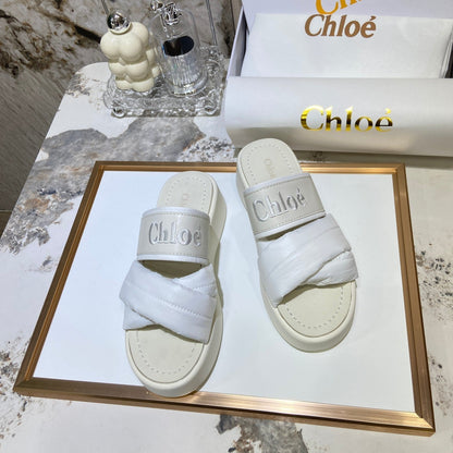 Embroidery Woven Belt Thick Sandals