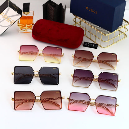 2026 6-color square popular high-definition lens metal sunglasses 00110